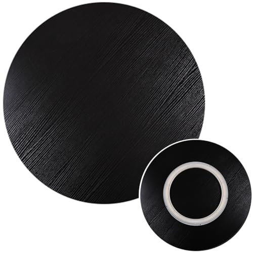 Grand plateau de service rond en bois marbré noir 60 cm