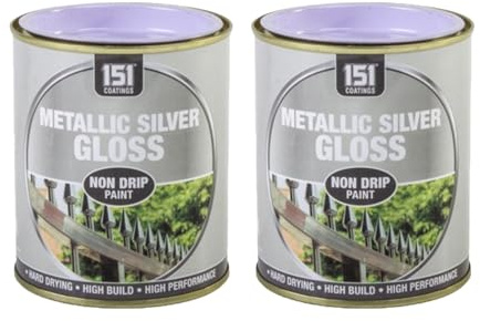 PEBBLE HUG Metallic Silver Gloss Non-Drip Paint, Fast-Drying Formula, DIY Projects, Suitable for Use on Wood, Metal, Plastic, Perfect for Interior and Exterior Use, 300ml, (2 Pcs)