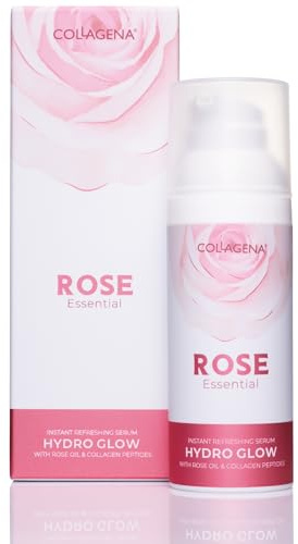 COLLAGENA Rose Essential Glow Serum mit Rosenöl & Collagen – Gesichtsserum für Feuchtigkeit & Anti-Aging – Revitalisierendes Hyaluron Pflegekonzentrat Koreanische Kosmetik Skincare, 50 ml