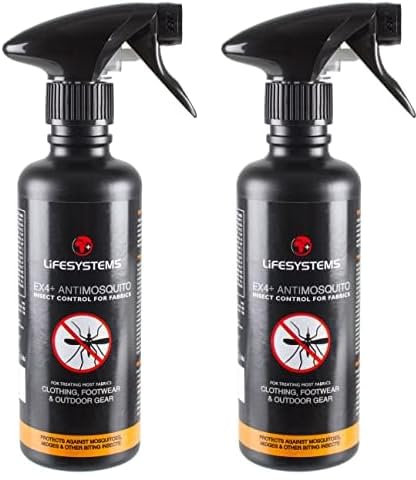 Lifesystems Ex4 Anti Mosquito Clothing, Footwear and Outdoor Gear Treatment - 350 ml Spray | Protect Against Mosquitoes, Midges, Biting Insects, Black (Pack of 2)