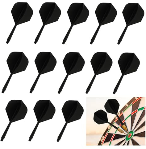 Annlpoy 12pcs Plumas Dardos Profesionales plastico vuelos de Dardos con Eje integradas Ejes y Plumas para Dardos de una Sola Pieza,Sistema de Vuelo Combinado Estable, Diseño Aerodinámico y Moderno