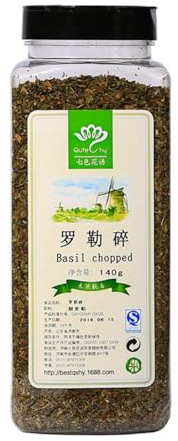 Déchets de basilic 140 g/bouteille, assaisonnement pour sauces pour pâtes, pesto, salades, garnitures et plus - naturel,