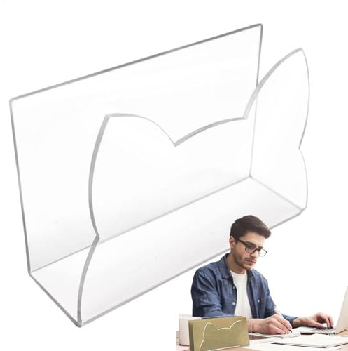 Mwqpgyh Acryl-Akten-Organizer, Schreibtisch-Briefhalter, Katzenform, Schreibtisch-Organizer für Ordner, Bücher, Arbeitsplatte, Dokumentensortierer