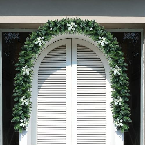 Kränze. Weihnachtsgirlande for den Außenbereich for Veranda, 2,7 m, künstliche Girlande, Girlanden zur Weihnachtsdekoration, Weihnachtsdekoration for Haustür-Girlande, Treppengeländer oder Hochzeitsfe