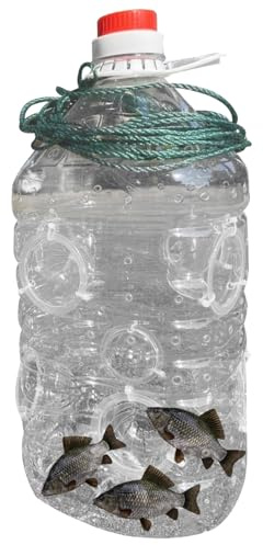 Pesoncarl Minnow Traps For Bait Fish Clear Invisible Crab Trap with Carry Handle 8 Hole Stable Reusable 6.2x5.8x13 In Vertical Cylindrical Crawfish Trap for River Ocean Saltwater Lakes