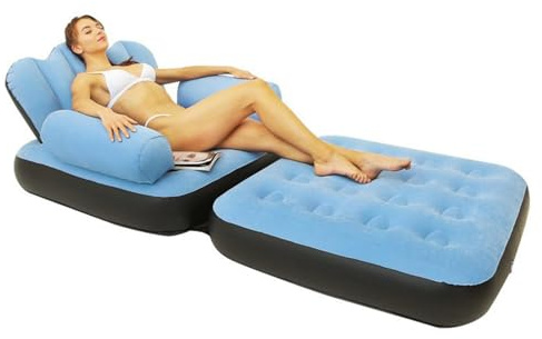 Aufblasbare Couch 5-in-1-Multifunktional L-förmiges Sofa mit Armlehre | Tragbares aufblasbares Bett im Freien, Faltbare Liege für Erwachsene | wasserdichte Lounge -Stuhl für Camping, Terrasse