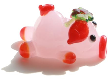 Crrezhai Handgefertigte Glas-Schwein Figur Kristall Deko, Mini Tierstatue für Zuhause & Büro, Geschenk für Kristall-Liebhaber, 3D Glas Tierfigur Sammlerstück Lügendes Schwein Glücksklee