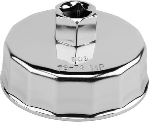 Oil Filter Wrench 74mm 14 Flute Aluminum Alloy Oil Filter Cap Removal Tool Car Engine Socket Remover for 3/8 Ratchet 27mm Socket Compatible with BMW Audi Mercedes Chery Golf Santana and More