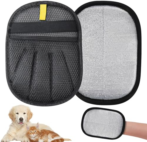 Tucnoeu 2 Stück Tierhaarentferner Handschuh, Wiederverwendung Katzenhandschuh, Handschuh Katzenhaare, Geeignet zur Entfernung von Tierhaaren aus Bettwäsche, Teppichen und Sofas