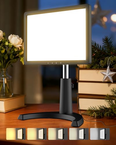 TroupePal Light Therapy Lamp, 12000 Lux Full Spectrum 3 in 1 Therapy Lamps LED Sunlight, Adjustable 10 Brightness 5 Color Modes, Timer, Height, Angle& Detachable Stand, Black