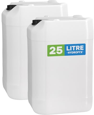 HYDROFYX 25L Empty Water & Liquid Storage Containers – Food-Safe HDPE Plastic Cans with Secure Screw Caps – Stackable Reusable Household Storage – 2 Pack