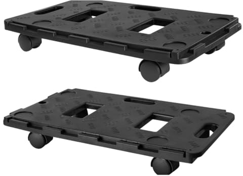 100Kg Interlocking Heavy-Duty Plastic Dolly Trolley with 360° Swivel Wheels | Anti Slip Surface | Stackable Platform for Moving Boxes, Furniture & Appliances | Ideal for Graden, Garage or DIY (2)