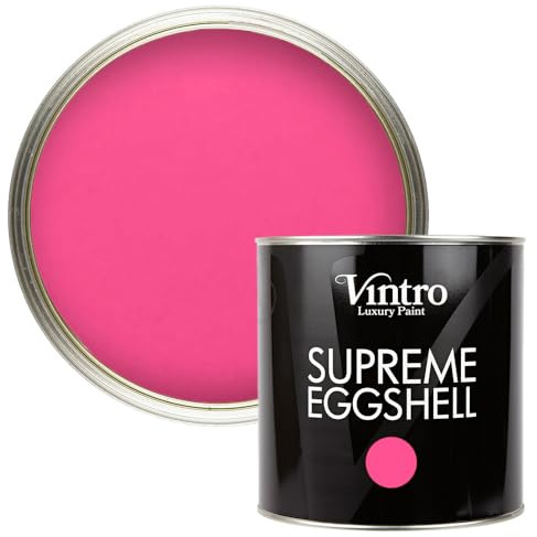 Vintro Paint | Eggshell Paint | for Walls | Wood | Trim | Satin Furniture Paint | Interior & Exterior Use. (Pink - Deptford Pink, 2.5 Litres)