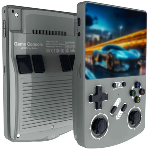 Lawnoval R40XX 128GB Handheld Game Console with 4.2-Inch Screen for Linux Arcade Games and Two-Player Bluetooth Gaming, Black Gray