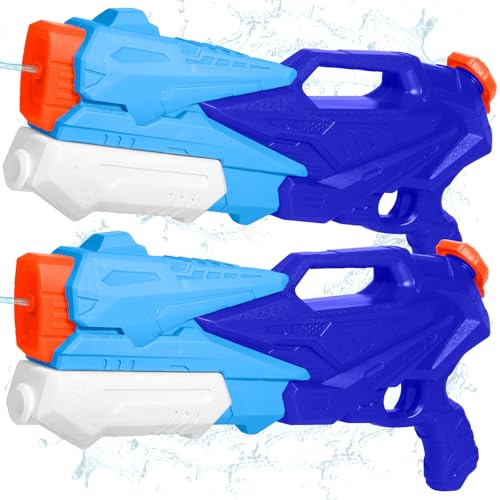 GQBVPN Vattenpistol för Barn och Vuxna, 2-pack med 770 ml Hög Kapacitet och 8-10 m Skottvidd för Sommarpool och Strandfester