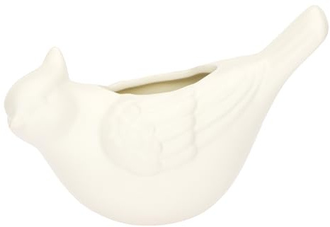 THUN - Cachepot da parete uccellino bianco, Eleganza Esotica - Gres, 13.5x5x9