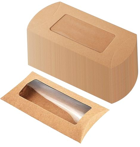 50 Piezas Cajas para Regalos Marrón Kraft Estilo Almohada 9.5x9.5x3.5 cm