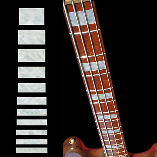 Inlay Sticker Griffbrett Position Marker für Gitarren & Bass – Jazz Bass Blocks - Weiß Perle