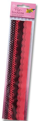 Folia Filzbordüren | rosa & braun | 30 cm | 4 Stück