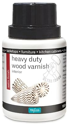 Polyvine Heavy Duty Interior Varnish Satin or Dead Flat Finishes – Quick Dry Varnish – Polyurethane, Water-Based, Water Resistant Coating for Indoor Woodwork, Painted Surfaces & More, Satin 100ml