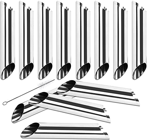 PERFETSELL 12 Stück Cannoli Form Backform Edelstahl Schaumrollen Backform Formen Silber 12,5 * 2,5cm Cannoli Röhrchen Schaumrollenformen Schillerlockenform für Sahnehorn Croissant