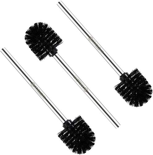 Valschen - Set di 3 Spazzolone per Bagno Scovolini Bagno per WC in Acciaio Inox, 7,5 x 35 x 7,5 cm, Colore: Nero