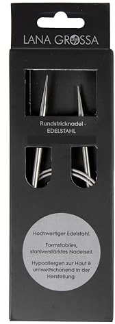 Lana Grossa Rundstricknadel Edelstahl | glatte Oberfläche | langlebig & robust | verschiedene Größen | ideal für hautsensibles, komfortables Stricken, 100/3,0