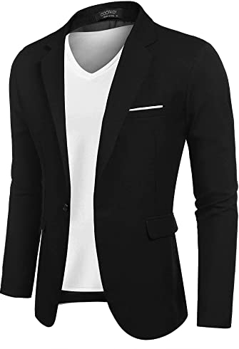 COOFANDY Elegant herr kavaj fritid affärsjacka lätt kavaj kostym restposter herrjackor, svart, L