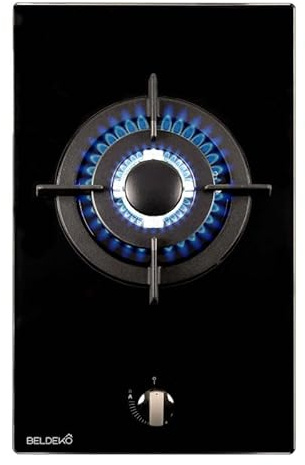 BELDEKO Plaque Gaz 1 Feu Double Couronne Verre Noir - Marque Française