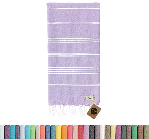 KZY LONDON Toalla de playa turca grande para camping, natación, baño, gimnasio, secado rápido, súper absorbente, ligera, algodón de 90 x 180 cm, toallas Hammam para adultos (lila)