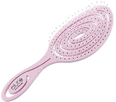 Biodegradable No Pull Hair brush - Detangling Brush for Thick, Curly, and Straight Hair - Wet & Dry Head Massaging with Soft Pin Bristles for Woman, Man & Kids (Pink)