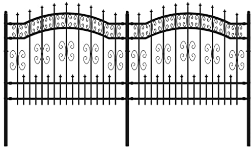 vidaXL Gartenzaun, Metallzaun mit Speerspitzen, Dekorative Zaunelemente Hundezaun Landschaft Zaun, Zaun für Hof Terrasse, Schwarz Stahl