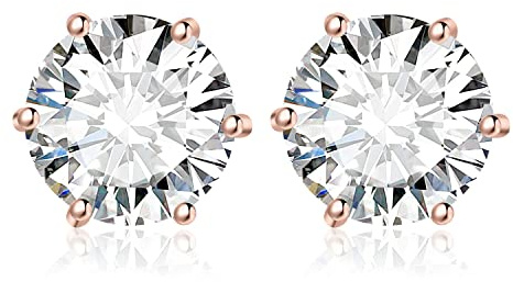 JewelryPalace Rundschliff Zirkonia Solitär Ohrstecker Silber 925 Damen, Simulierter Diamant Braut Schmuck Set, Ohrringe Silber Mädchen Edelstein, Ohrstecker Silber Klein mit Stein Geschenk Frauen