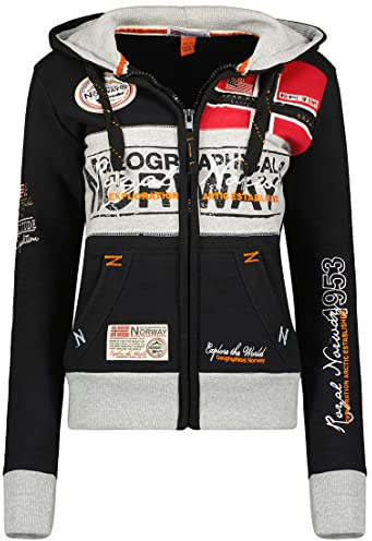 Geographical Norway Flyer Lady - Sweat Femme Zip Capuche Poches - Sweatshirt Manches Longues Chaud Hoodie Veste - Pull Femmes Saison Printemps Ete Automne Hiver