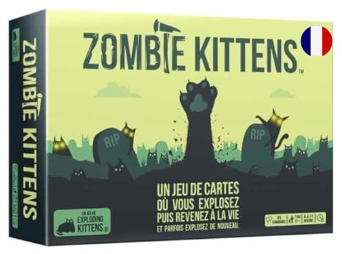 Exploding Kittens - Zombie Kittens - Ambiansspel för barn från 7 år - kortspel där du exploderar och återvänder till livet - roligt och förvirrat - 2 till 5 spelare - 15 min
