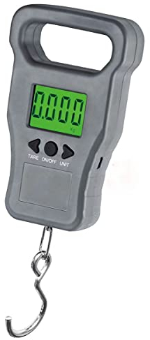 OUSIKA Bilancia da pesca digitale da 50 kg / 110 libbre con nastro di misurazione da 1 m Bilancia portatile for bagagli portatile Display a LED for bagagli, viaggi Bilancia