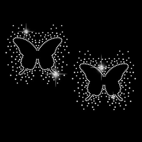 SUPERDANT 2pcs Strass Transfer zum Aufbügeln Schmetterlings Strass Hotfix Transfer Patch T Shirt Schmetterlinge Strasssteine zum Aufbügeln Für Kleidung Tragetasche Für T Shirts Hoodie Tasche Mantel