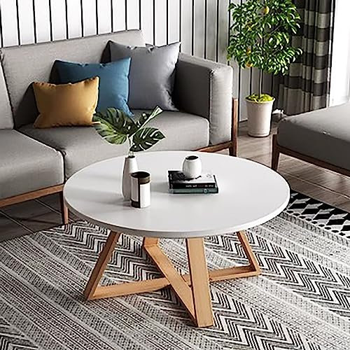 ZJGFCB Massivholz Couchtisch, moderner runder Couchtisch für Wohnzimmer, Holzhaus Couchtisch Beizertisch, Kleiner Center Tischendtisch