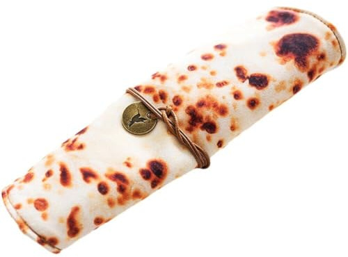 Glixoft Estuche Protector para Lápices con Rollo De Tortilla Divertido, Bolsa Organizadora para Bolígrafos con Rollo De Panqueques, Bolsa para Envolver Lápices, Suministros Escolares Y De Oficina