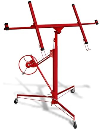 Ollewiellan Sollevatore a piastre XXL fino a max 68 kg per lastre da 140 a 350 cm, altezza di lavoro regolabile in altezza, larghezza massima 290 cm, facile da regolare, rosso