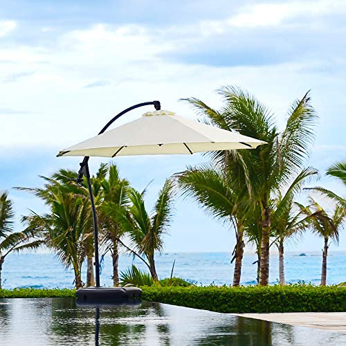 CGCSYZ Ombrellone da Giardino Mediterraneo, Ombrellone a Banana da Cortile Esterno, Design a Mano per Ombrellone da Spiaggia, Bianco Sporco()