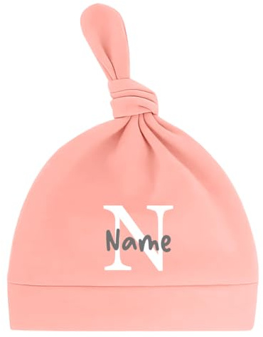 Ahoiikids Personalisierte Newborn Baby Mütze mit Namen - Weiche Baumwolle, Handmade, Neugeborenen Geschenk, Unisex Beanie für Jungen & Mädchen - Perfekt für Baby Shower oder Geburt