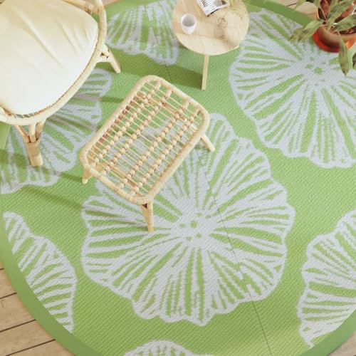 Tidyard Outdoor-Teppich Bambusmatte Wohnzimmerteppich Badezimmerteppich Bambusteppich rutschfest für Wohnzimmer,Läufer Küchenteppich Flurteppich Grün Ø200 cm PP