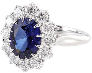KnSam Echt Gold Trauringe Weißgold 14K Au585, Blumen Hochzeitsband mit 1ct Labor Erstellt Saphir Oval Blau, Gold 585 Bandringe, Gr.56 (17.8)