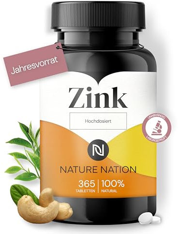 Premium Zink 25mg - Hoch verfügbares Zinkbisglycinat (Zink-Chelat), mit guter Verträglichkeit - Hochdosierte Formulierung - Laborgeprüft, vegan, in Deutschland produziert (1 x 365 Tabletten)