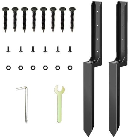 Heavy Duty Fence Post Repair Stakes - Thickened Metal Support Stakes 2X - Solid Repair Bracket, Ground Spike, Post Stabilizer for Quick Fix Tilted, Broken Wood Posts