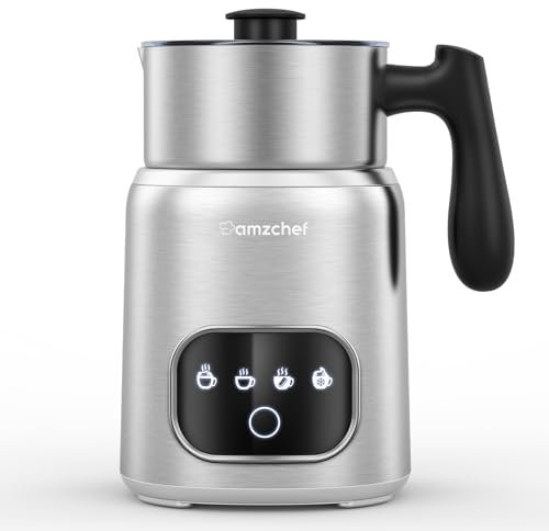 AMZCHEF 4-IN-1 - Montalatte elettrico Cappuccinatore con touch screen a LED, riscaldamento a induzione 3D, scalda anche cioccolato e latte per latte, moka, 500 W