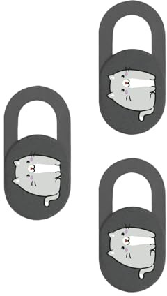 Gramigg 3 x Kamera-Schutzaufkleber, Webcam-Abdeckungen, Handy-Kamera-Abdeckungen, Cartoon-Kätzchen-Kamera-Abdeckungen