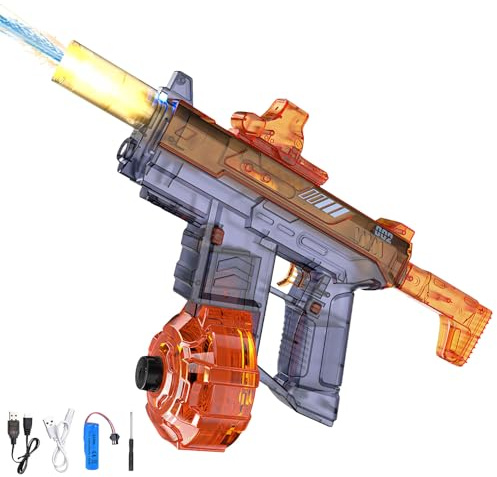 Wasserpistole Elektrisch Sehr Stark, Elektrische Wasserpistole mit Blitz Effekten Große Kapazität Wasserspritzpistole Automatische Wasserpistolen 26-33 FT Electric Water Gun für Sommer Strand (Blau)