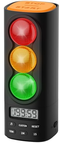 MeesMeek Verkehrslicht Visueller Timer Kinder: Erwachsene & ADHD-Hilfsmittel, Aufladbarer Countdown/Aufwärtszähl-Digital Timer, Pomodoro, 4 Alarmtöne, 0~95dB Lautstärken für Klassenzimmer, Küche